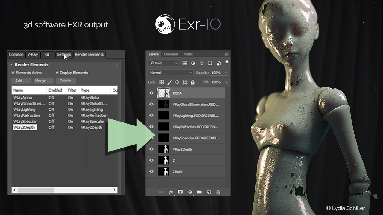 Feature: Import OpenEXR channels as layers in Photoshop